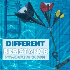 Hikeen Swimming Parachute Resistance Set Training Equipment with 3 Parachute & Adjustable Length Swim Belts for Adults