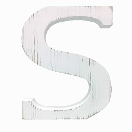 Extra Large Wood Decor Letters Wood Distressed White Letters DIY Block Words Sign Alphabet Free Standing Hanging for Home Bedroom Office Wedding Party (S)