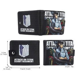 Roffatide Anime Attack on Titan Wallets Faux Leather Slim Bi-Fold Purse Multipurpose Purse, Attack On Titan A, Attack on Titan A