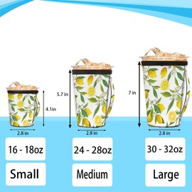 Reusable Iced Coffee Sleeve Tropical Plant Lemon With Handle Neoprene Ice Insulator Coffee Cup Sleeves Cold or Hot Drink Holder Compatible Large 30-32 OZ OZ for Coffee Cups Beverages Gift