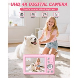 W&O Digital Camera for Kids,1080P HD 64MP Kids Camara Fotograficas, Point and shoot Digital Cameras with 2.8"LCD Screen, 16X Zoom, Game & SD Card, Vintage Camera Digital Camara for Boys & Girls（pink）