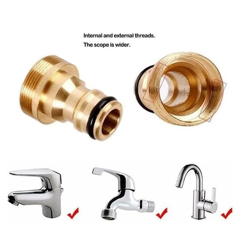 Solid Brass Hose Connector 6 Pieces 3/4" GHT Thread Male