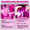 3 Pack Rose Red Foil Fringe Curtain Backdrop, 3.28Ft x