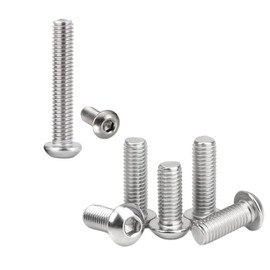 304 Stainless Steel Button Head Socket Cap Bolts,18-8, Allen Hex Drive, Bright Finish, Fully Threaded, 1/4-20 x 1-3/4", Pack of 20
