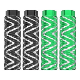 HARFINGTON 2 Pairs Bike Pegs Aluminum Alloy Rear Stunt Pegs Anti-Skid Foot Pedals Fit 3/8" Axles for Mountain Bike BMX, Black & Green