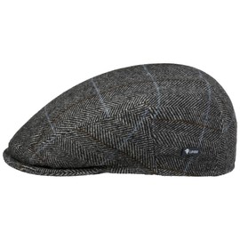 Lipodo Men's Flatcap with Checked Pattern, Lined Wool, Size 49 - 61 cm with Peaked Cap, Autumn / Winter - 58 cm