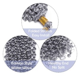 14inch Afro Brading Hair Marlybob Crochet Hair Water Wave Curly Braids for Braiding Hairpiece Synthetic Hair Extensions(Silver Grey)
