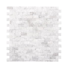SUNWINGS 5-Sheet Peel and Stick Mosaic Natural 3D Stone Self Adhesive Marble Tiles, 10.63" x 11.22" Stick on Backsplash for Kitchen Bathroom Fireplace Vanity, Mixed Gray