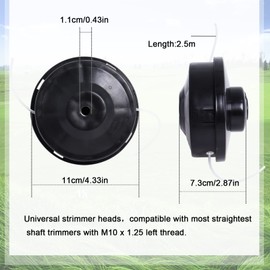 Universal Strimmer Heads, Replacement Universal Petrol Strimmer Spool Head Compatible with M10x 1.25 Garden Mower Brush Cutter（2 Packs）