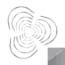 Pack of 12 Curved Sewing Needles, Leather Needles, Hand Sewing Needles, Sewing Needles Set for Sewing Solid Leather Upholstery Needle for Decorative Leather Sewing Needle Kit, Micro Ring Needle Set,