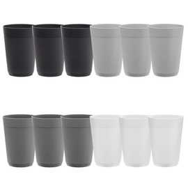 US Acrylic Newport 10 ounce Unbreakable Plastic Stackable Juice Tumblers in Grey Stone | Set of 12 Drinking Cups | Reusable, BPA-free, Made in the USA, Top-rack Dishwasher and Microwave Safe