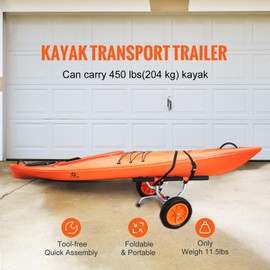 Happybuy Heavy Duty Kayak Cart, 450lbs Capacity, Detachable Canoe Trolley with 12'' Solid Tires, Adjustable Width & Non-Slip Support Foot, for Kayaks, Canoes, Paddleboards, Jon Boats