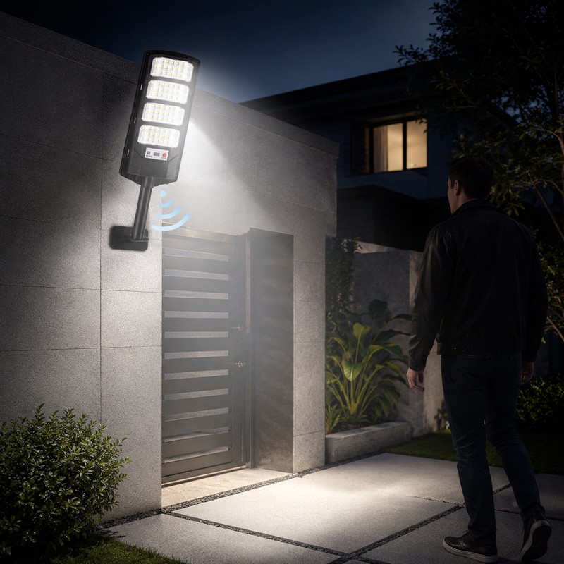 Solar Motion Sensor Wall Light for Outdoor Use – Cordless