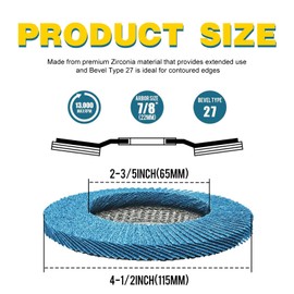 PRETEC Flap Discs 4 1/2 for Angle Grinder, 12 Pcs Flap Discs 60 Grit, 4.5" x 7/8" High Density Zirconia Type 27 Flap Sanding Disc for Grinding, Rust Removal, Sanding and Finishing - 12 Packs