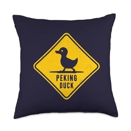 Peking Duck Ped Xing Funny Pedestrian Crossing Sign Food Throw Pillow