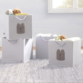 Delta Children Gap babyGap 4-Pack Brannan Bear Fabric Storage Bins with Handles, Grey