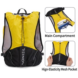 Running Vest for Women and Men Lightweight Hydration Backpack Pack with 1.5L Water Bladder Bag Running Gear Accessories for Hiking Trail Cycling Marathon (Yellow)