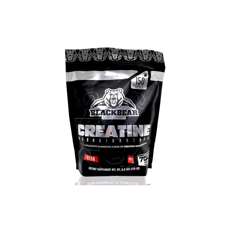 Creatina Monohidratada 750gr Fresa 150 serv Blackbear