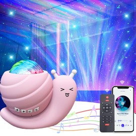 Galaxy Projector for Bedroom, Snail Northern Lights Projector with Remote and Bluetooth Speaker, Cute Aurora Light Decorative Light Kids Christmas Gifts Party Home Theatre Ceiling Room Decor (Pink)