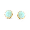 White Created Opal Crown Setting Solitaire Stud Earrings 14K Gold