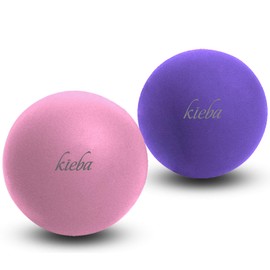 Kieba Massage Lacrosse Balls for Myofascial Release, Trigger Point Therapy, Muscle Knots, and Yoga Therapy. Set of 2 Firm Balls (Pink and Purple)