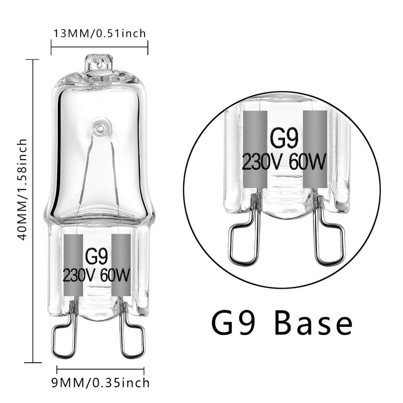 EKSAVE G9 Halogen Bulbs, 60 W, 230 V, 820 lm,