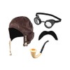 Rocking Party Pilot Aviation Fancy Dress Set (Brown Cap, Goggles,