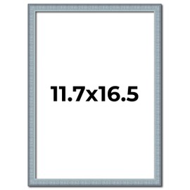 11.7x16.5 Frame Blue Picture A3 Frame - Complete Modern Photo Frame Includes UV Acrylic Shatter Guard Front, Acid Free Foam Backing Board, Hanging Hardware Wood Wall Frames for Family Photos - no Mat