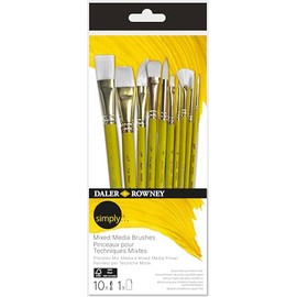 Daler-Rowney Simply Medium Synthetic Short Handle Blending Brush Assortment of 10 Brushes