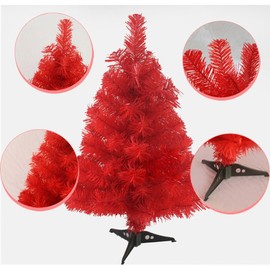 Jackcsale 2 Foot Artificial Christmas Tree Xmas Pine Tree with PVC Leg Stand Base Holiday Decoration Red