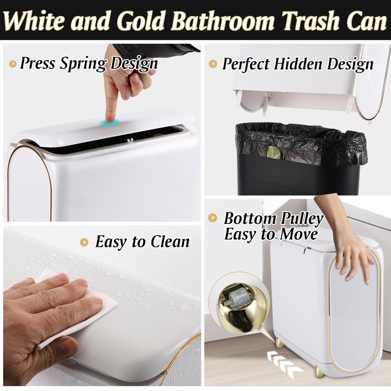 XLHOMO Bathroom Accessories Set, 10 Pieces White and Gold Bathroom