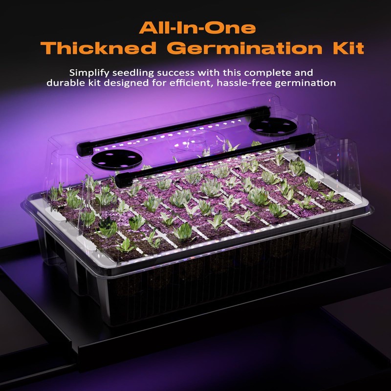 Patigrow 80-Cell Self-Watering Seed Starter Tray with Grow Light, Seed