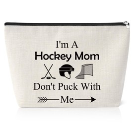 Hockey Lovers Gift Hockey Makeup Bag Hockey Mum Gifts Ice Hockey Player Gift for Mum Hockey Players Cosmetic Bag Inspiration Birthday Graduation Presents for Friend Travel Zipper Makeup Bag