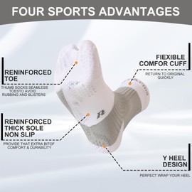 Wildarms Compression Tabi Socks Sports Anti Slip Grip Pads Athletic Socks Running Hiking with Cushion Men Women 1 Pair