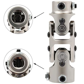 SCITOO U-Joint Steering 1" DD - 3/4" DD Double Steering Shaft U Joint Coupler Chrome Universal Coupling