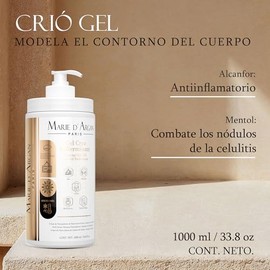 Marie DArgan Crio Gel Reafirmante Corporal 1000 ml Con Alcanfor Y Mentol, Efecto Fro, Anticelulitis, Para Abdomen, Piernas Y Caderas, Textura Ligera, 