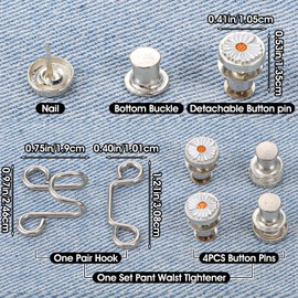 YBEATY 10 Set Pant Waist Tightener Detachable Loose Jeans Clips Reusable Adjustable Buckle Buttons Extender Waist Pins No Sewing Brooch Tightening Waistband for Women Skirts Clothing Dresses