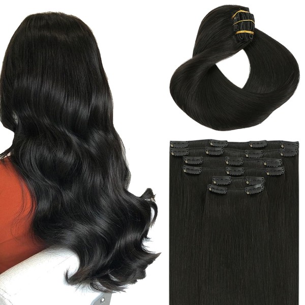 SAFIRENY Clip in Hair Extensions Real Human Hair, 18 Inch
