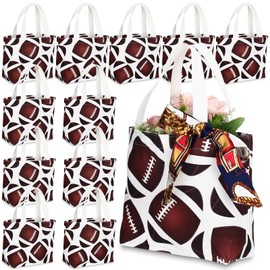 SilTriangle 12 Pcs Football Bag Football Tote Bag Kids Tote Double Sided Beach Handbag with Handles for Sports Party Favor Travel Shopping Birthday Community Events