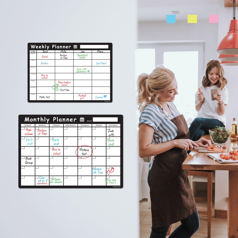 TMS Magnetic Whiteboard Planner Set | A4 Weekly & A3