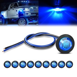 GOOACC 3/4 Inch Bullet Side Marker Light 10PCS Blue Round Clearance LED Front Rear Side Marker Indicator Light for Trailer Van Caravan Boat Truck RV Car Bus