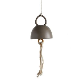 47th & Main Wind Chimes Outdoor Ceramic Bell Wind Chimes for Home, 4.5" Dia x 5" H, Brown