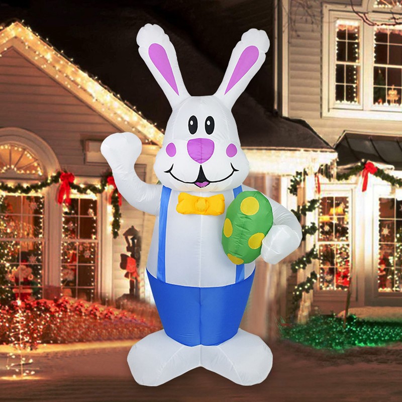 Inflatable Bunny Yard Decoration 6.2ft with LED Lighting Cute Easy