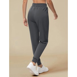addigi Women's Joggers with Pockets High Waisted Drawstring Athletic Pants Lightweight Sweatpants for Women Workout Casual Jogging Dark Grey X-Large