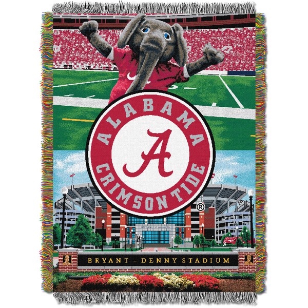 Northwest NCAA Alabama Crimson Tide Unisex-Adult Woven Tapestry Throw Blanket, 48" x 60", Home Field Advantage
