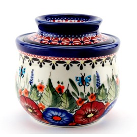 Polish Pottery Market French Butter Dish, Handcrafted Ceramic Butter Keeper by Zaklady Boleslawiec Poland, Butter Crock for Counter, French Butter Keeper with Lid