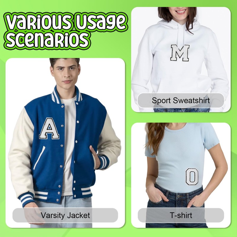 4.5 Inch White Chenille Varsity Letter Patch - Iron On