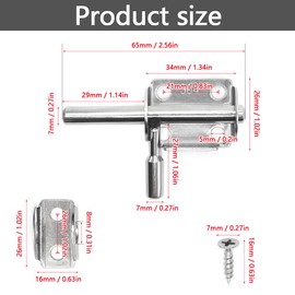 GOIYZTTR Pack of 4 304 Stainless Steel Door Bolt Sliding Bolt with Screws Stainless Steel Sliding Lock with Latch Sliding Bolt Suitable for All Interior Doors