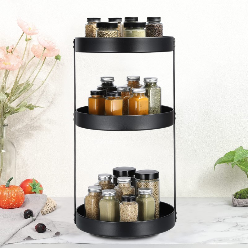 uxcell 3 Tier Lazy Susan Turntable, 12 Inch Metal Spice