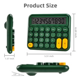 Valtiner 12 Digit Calculators Desktop, Basic Calculator Large LCD Display, Mechanical Switch Calculator with Big Buttons for Office Accessories (Green)